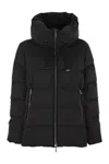 Moorer Quilted Coat Hood Drawstring Hem In Black