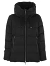 Moorer Quilted Coat Hood Drawstring Hem In Black