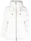 Moorer Hooded Padded Coat With Side Zip Pockets In White