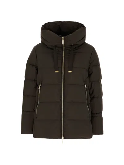 Moorer Gadia Hooded Polyester Down Jacket In Brown