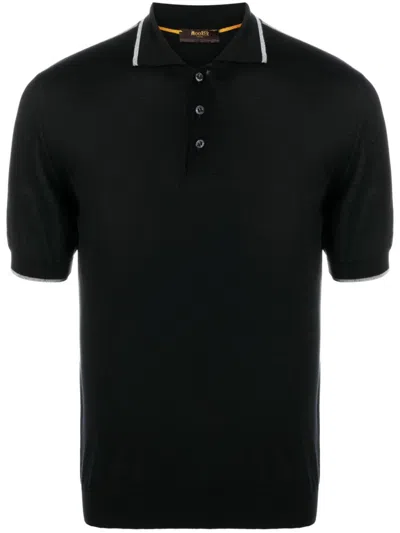 Moorer Short-sleeve Cotton Polo Shirt In Black