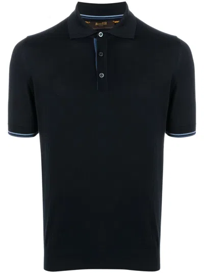 Moorer Short-sleeve Cotton Polo Shirt In Blue