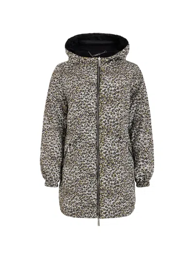 Moorer Geminipra Leopard-print Hooded Parka In Gray
