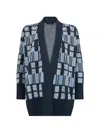 Moorer Geometric-pattern Cardigan In Blue