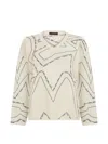 Moorer Geometric-pattern V-neck Sweater In Neutral