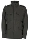 Moorer Olive Solid Mandarin Collar Jacket