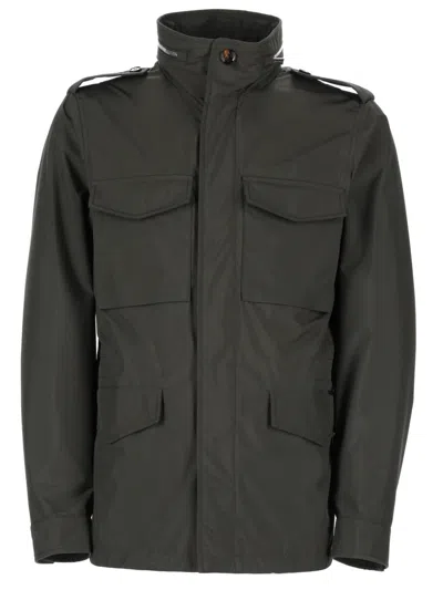 Moorer Denver Jacket High Collar Epaulettes In Green