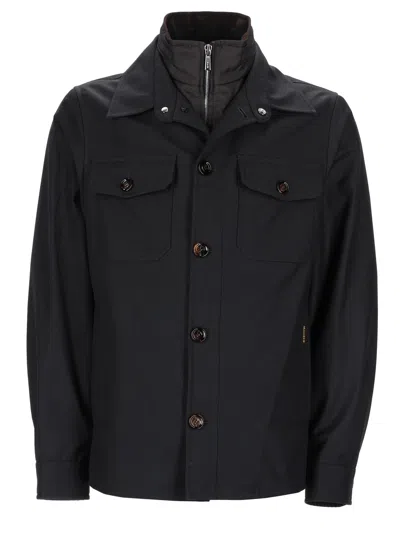 Moorer Four-pocket Buttoned Coat In Multi
