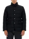 Moorer High Collar Padded Coat With Side Pockets In Black