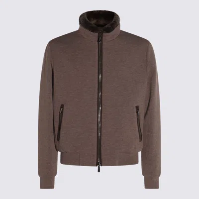 MOORER MOORER BROWN WOOL BELLATI CASUAL JACKET