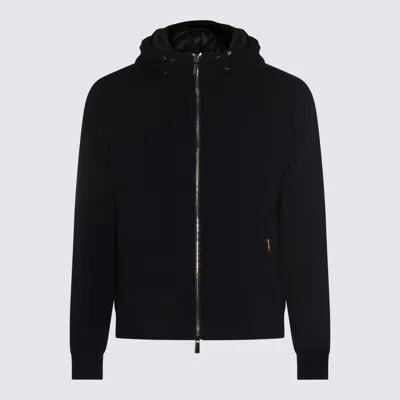 Moorer Puffer Jackets With Hood And Ribbed Finish In Black