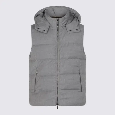 MOORER MOORER GREY WOOL DOWN JACKET