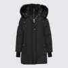 Moorer Padded Parka With Hood And Ribbed Cuffs In Black