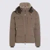 Moorer Pockets Hooded Quilted Ribbed Cuffs In Brown