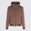 Moorer Hooded Down Jacket With Ribbed Cuffs And Hem In Brown