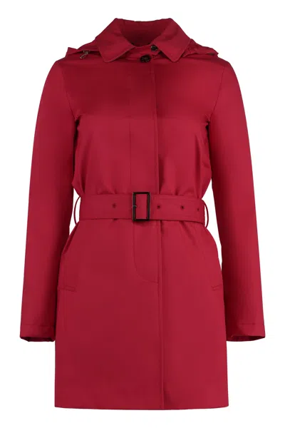 Moorer Giacinto Cotton Trench Coat In Red