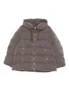 Moorer Quilted High-neck Jacket In Brown