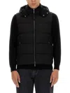 Moorer Hooded Padded Sleeveless Coat Front Pockets In Black