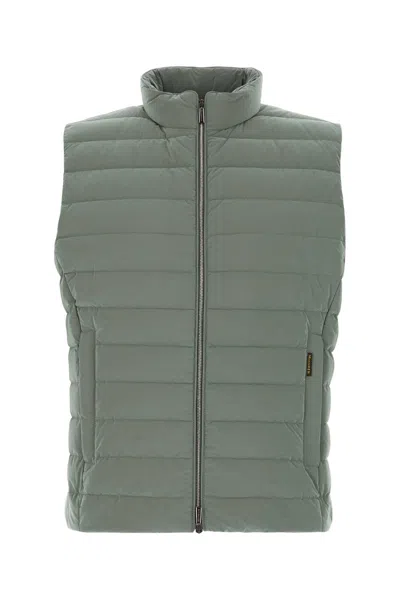 Moorer Sleeveless Padded Nylon Vest With High Collar In Green