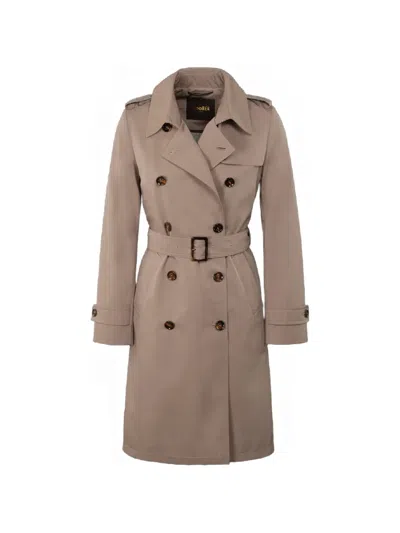 Moorer Giverny-ft Double-breasted Belted Trench Coat In Brown