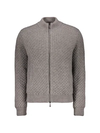 Moorer Gonerio-ec Zip-up Cardigan In Gray