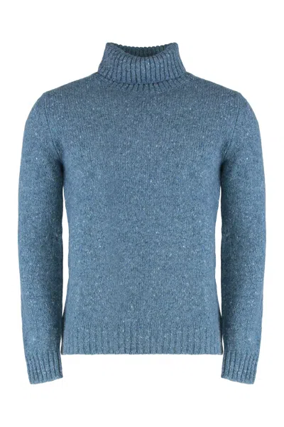 Moorer Gordon Wool And Cachemire Turtleneck Pullover In Blue