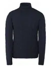 Moorer Gordon-ws3 Cable-knit Turtleneck Sweater In Blue