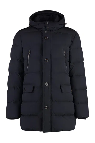 Moorer Gorner Hooded Techno Fabric Down Jacket In Blue