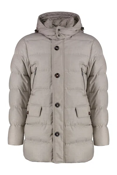 Moorer Gorner Long Down Jacket In Ecru