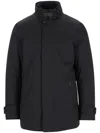 Moorer Gorner-kn Quilted Down Jacket With High Collar And Buttoned Flap In Blue