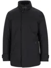 Moorer Gorner-kn Quilted Down Jacket With High Collar And Buttoned Flap In Black