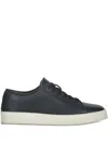 Moorer Grainy Leather Low-top Sneakers In Blue