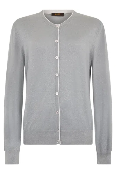 Moorer Gray Classic Cardigan With Long Sleeves.