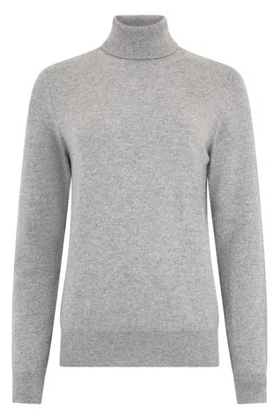 Moorer Gray Melange Sweater With Long Sleeves And High Collar.