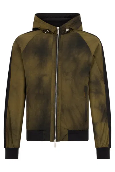 Moorer Green Windbreaker With Hood In Casual And Versatile Design.