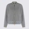 Moorer Grey Leather Jacket In Multi