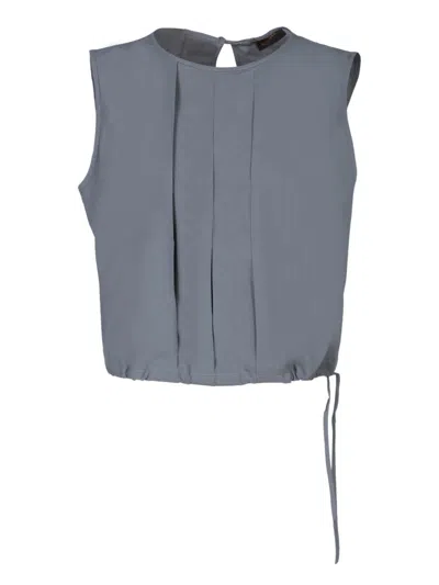MOORER MOORER GREY LINEN TOP