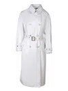 Moorer Double-breasted Trench Coat In White