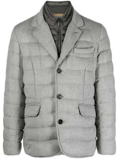 Moorer Grey Wool Down Jackets In Gray
