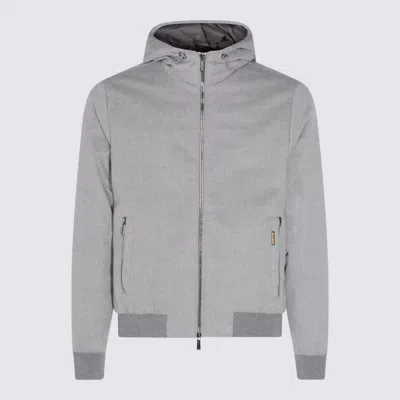 MOORER GREY WOOL ONIRO DOWN JACKET