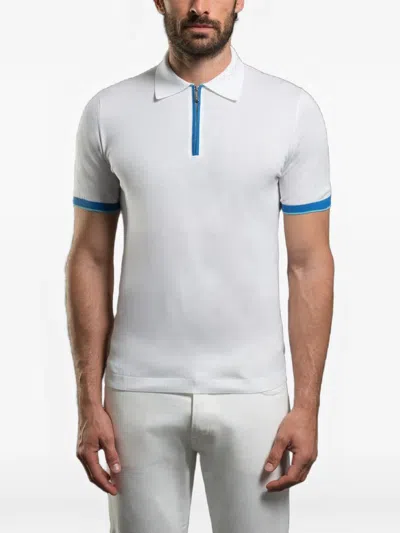 Moorer Half-zip Short-sleeve Polo Shirt In White