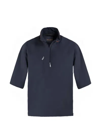 Moorer Half-zip Stand-collar Jacket In Blue