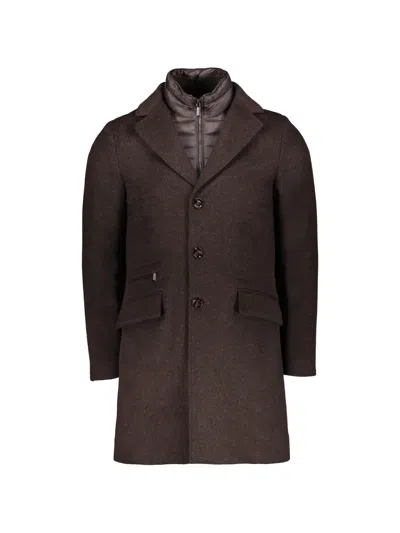 Moorer Harris-le Padded Button-down Coat In Brown