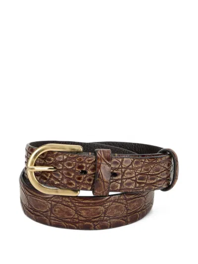 Moorer Hedie-cod Crocodile-effect Leather Belt In Brown