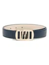 Moorer Hepsie Leather Belt In Blue
