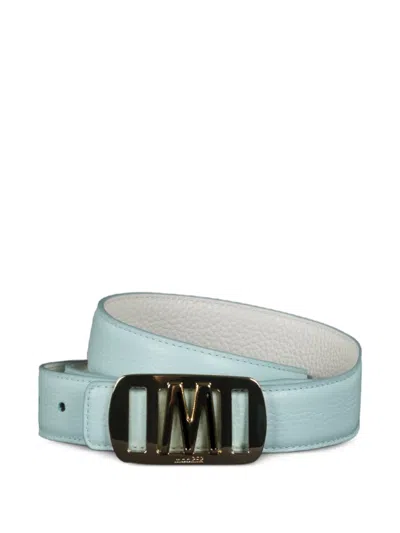 Moorer Hepsie Reversible Rectangular-buckle Leather Belt In Blue