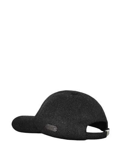 Moorer Herringbone Baseball Cap In Black