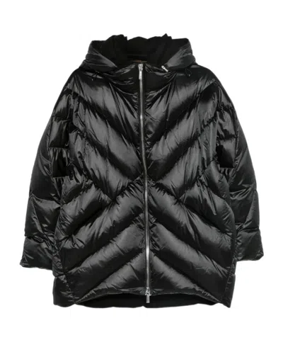 Moorer Herringbone Quilted Cotton Garment In Black