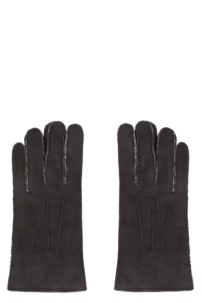 Moorer Hideko Leather Gloves In Black