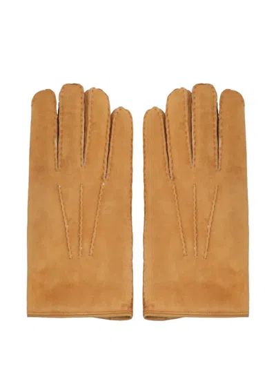 Moorer Hideko Suede Gloves In Yellow